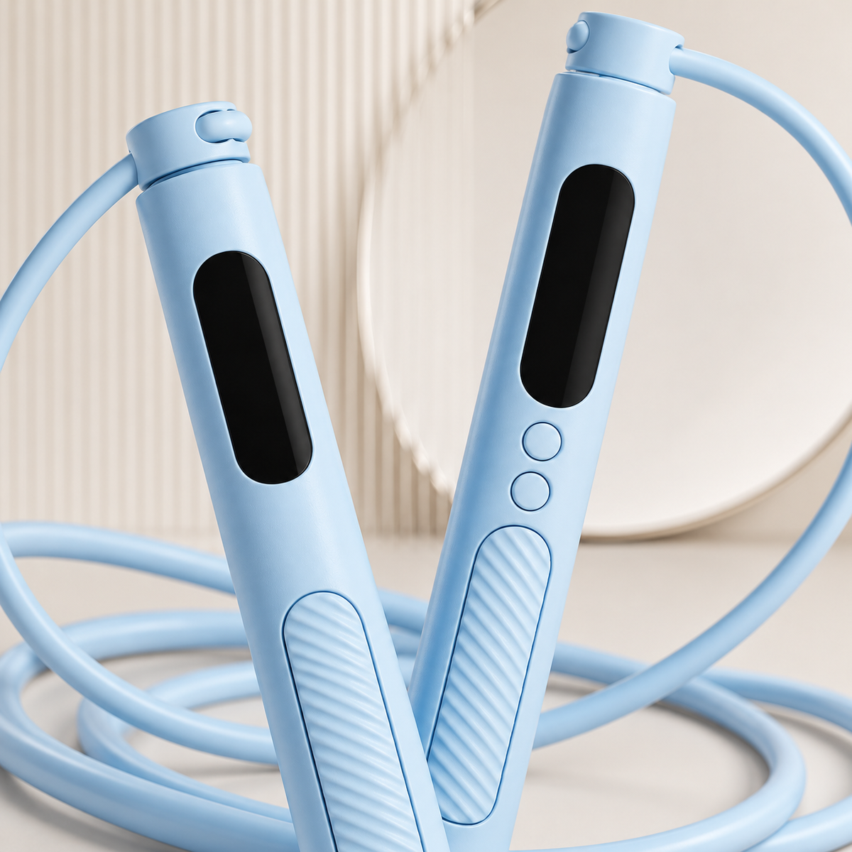 💙 Cardio Workout | ABS Handle Jump Rope | Light Blue Digital Counter Rope
