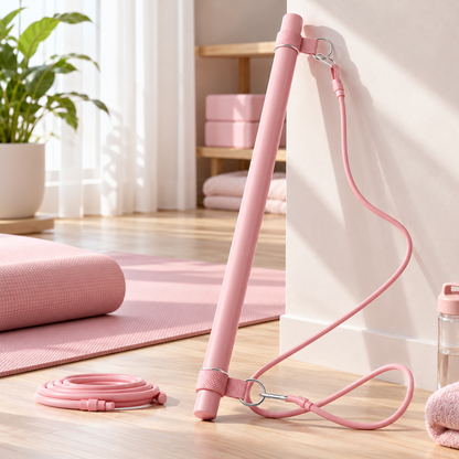 💖 Home Training | Plastic Pilates Bar | Pink Portable Resistance Stick