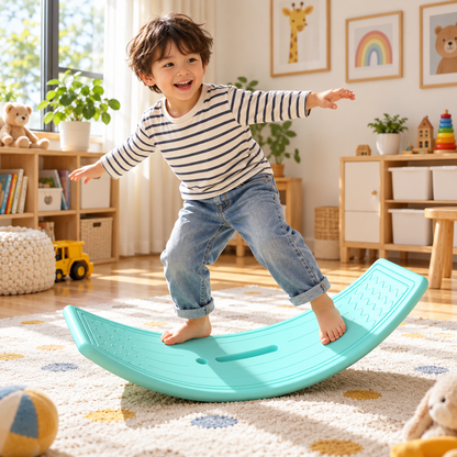 💚 Balance Training | PP Plastic Wobble Board | Mint Green Curved Seesaw