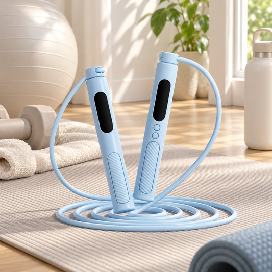 💙 Cardio Workout | ABS Handle Jump Rope | Light Blue Digital Counter Rope
