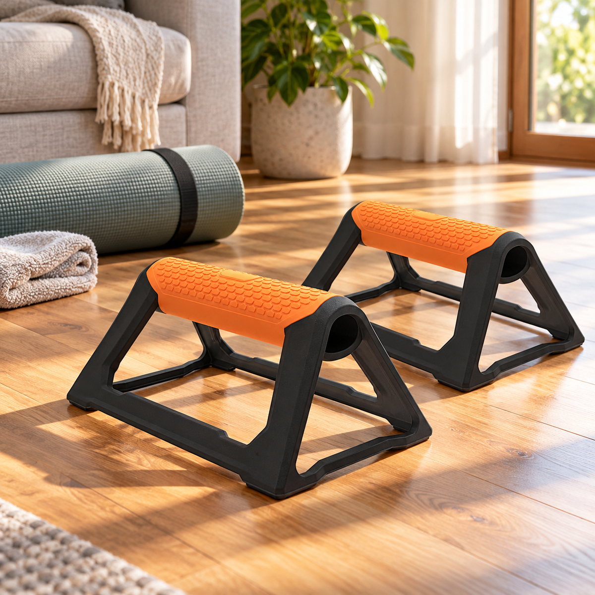 🏋️ Home Training | Heavy-Duty Plastic | Non-Slip Push-Up Stands