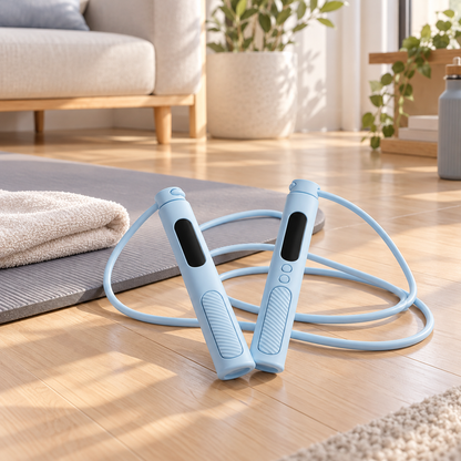 💙 Cardio Workout | ABS Handle Jump Rope | Light Blue Digital Counter Rope