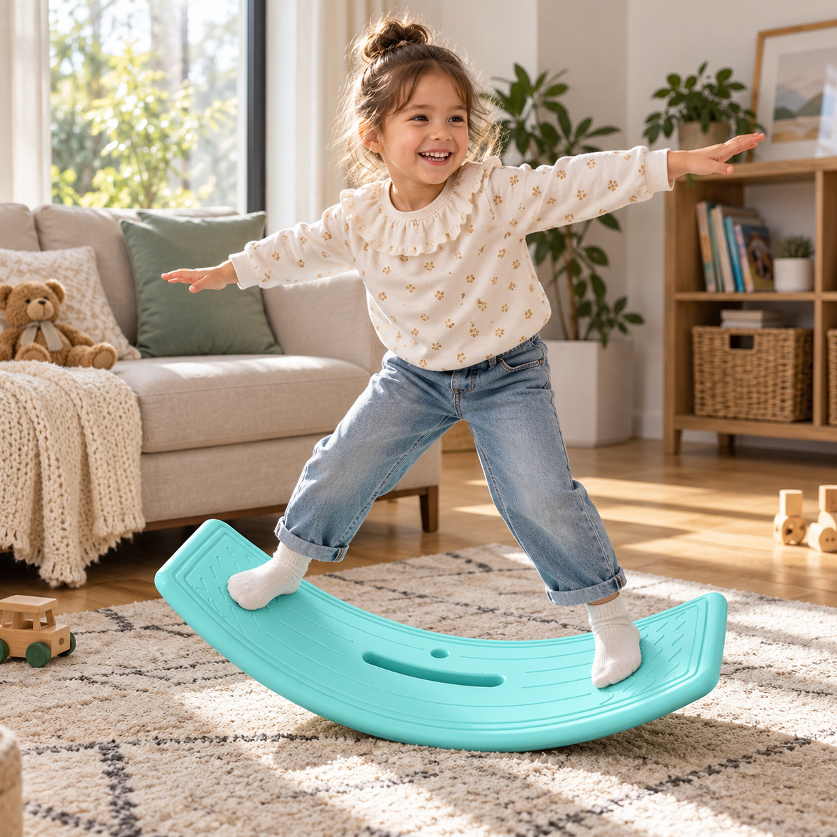 💚 Balance Training | PP Plastic Wobble Board | Mint Green Curved Seesaw