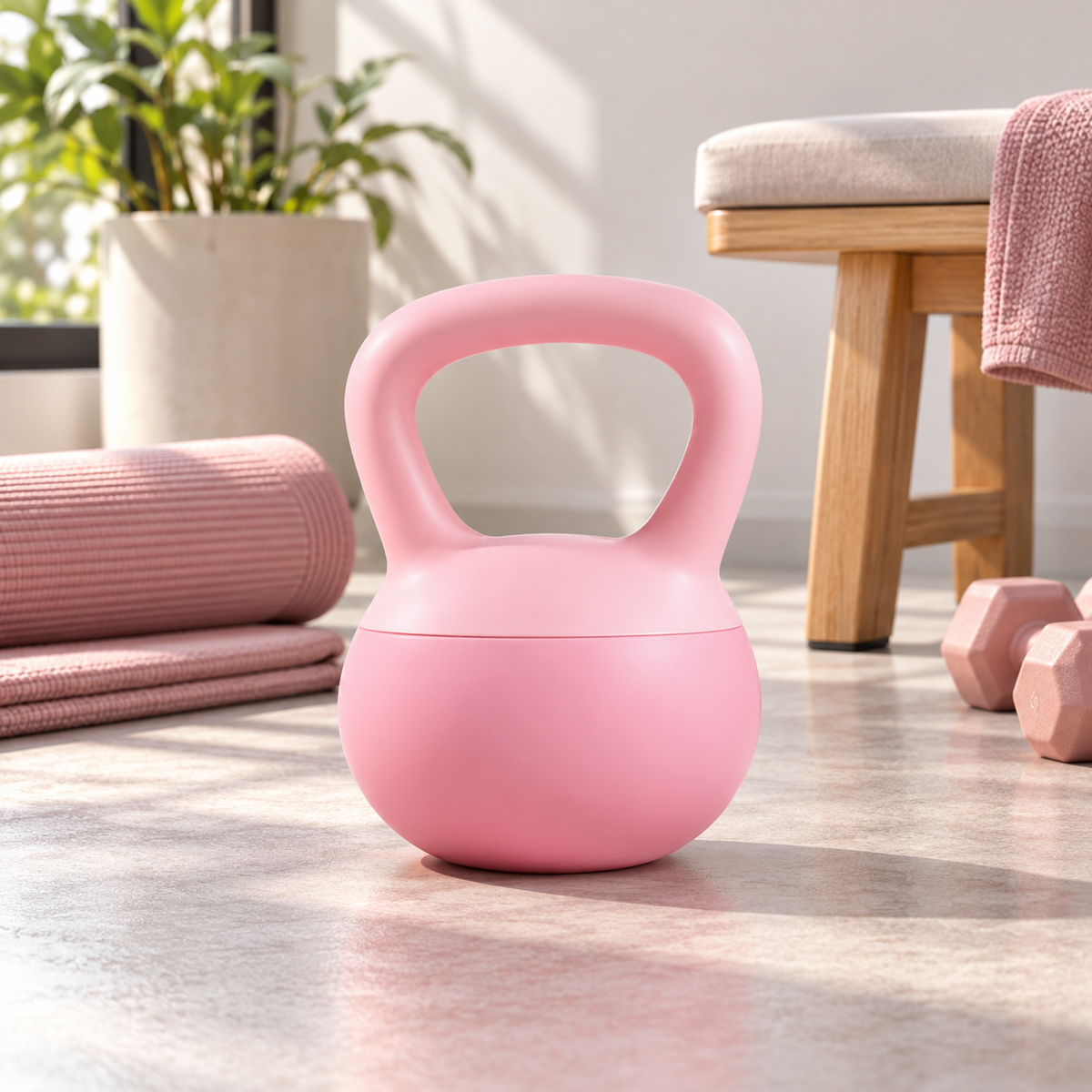 💪 Home Workout | Soft Coated Kettlebell | Quiet Pastel Weight Bell