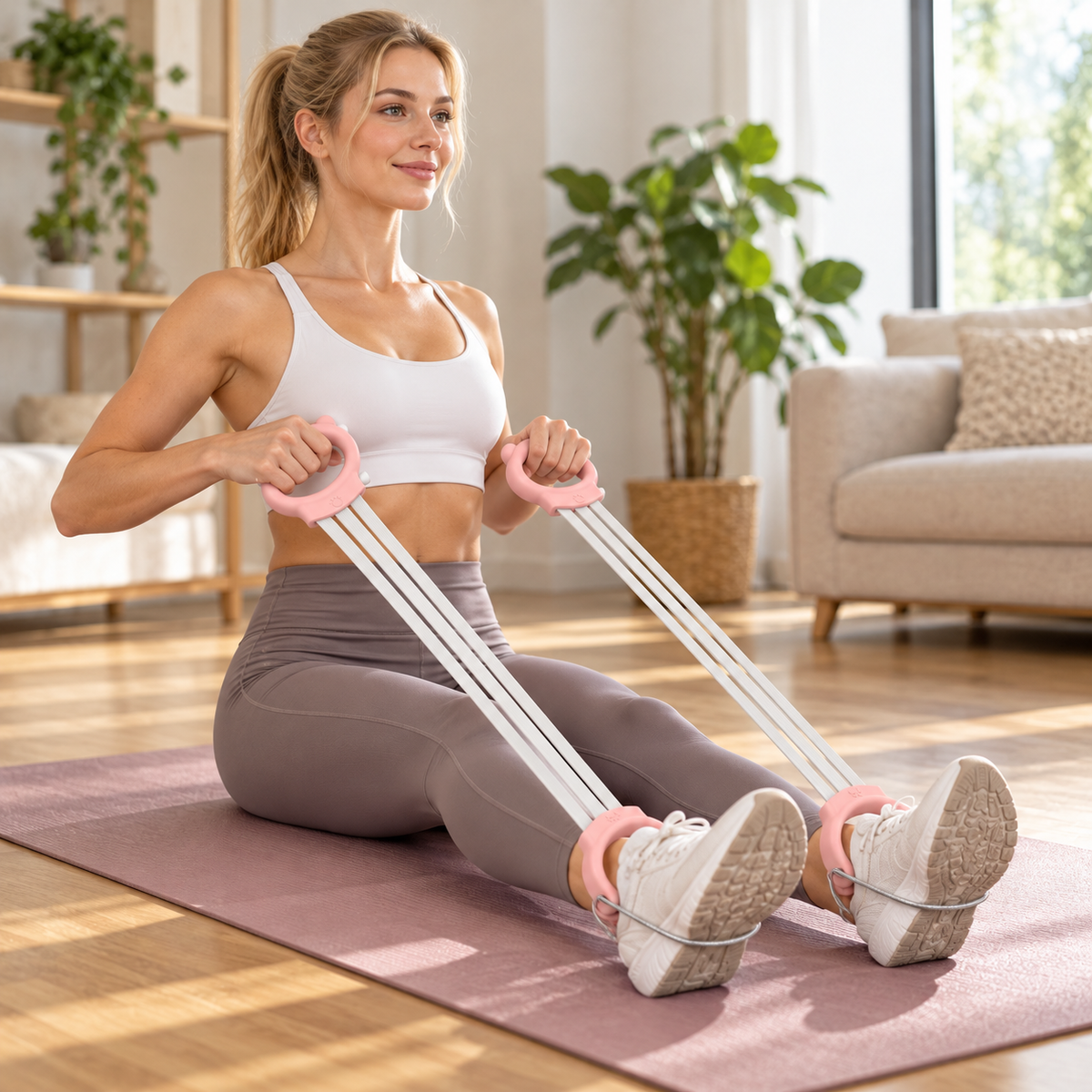 🐻 Home Fitness | Soft Elastic Pull Rope | Cute Bear Resistance Band