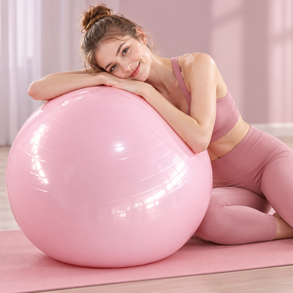 🩰 Fitness Training | Anti-Burst PVC Ball | Pastel Pink Yoga Ball